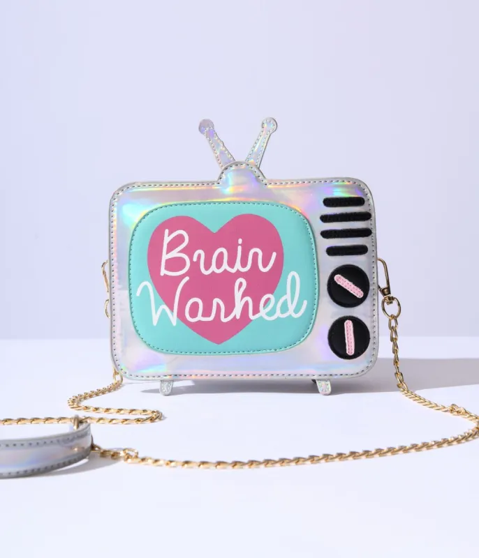 Holographic Brain Washed TV Crossbody Bag sold by Unique Vintage