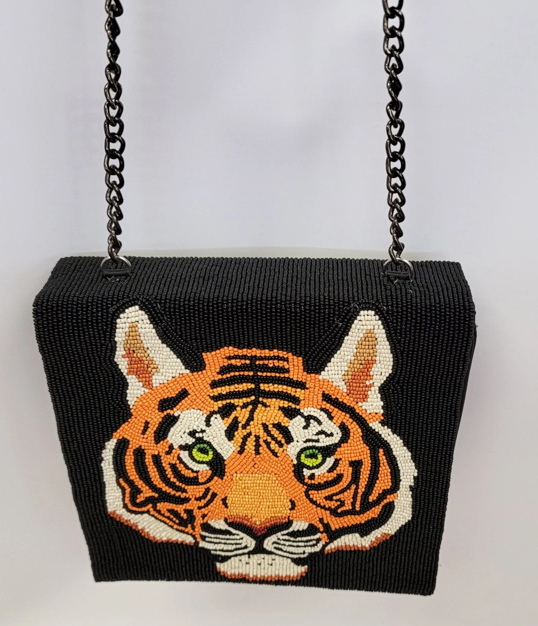 Tiger Beaded Leatherette Crossbody Bag sold by Unique Vintage