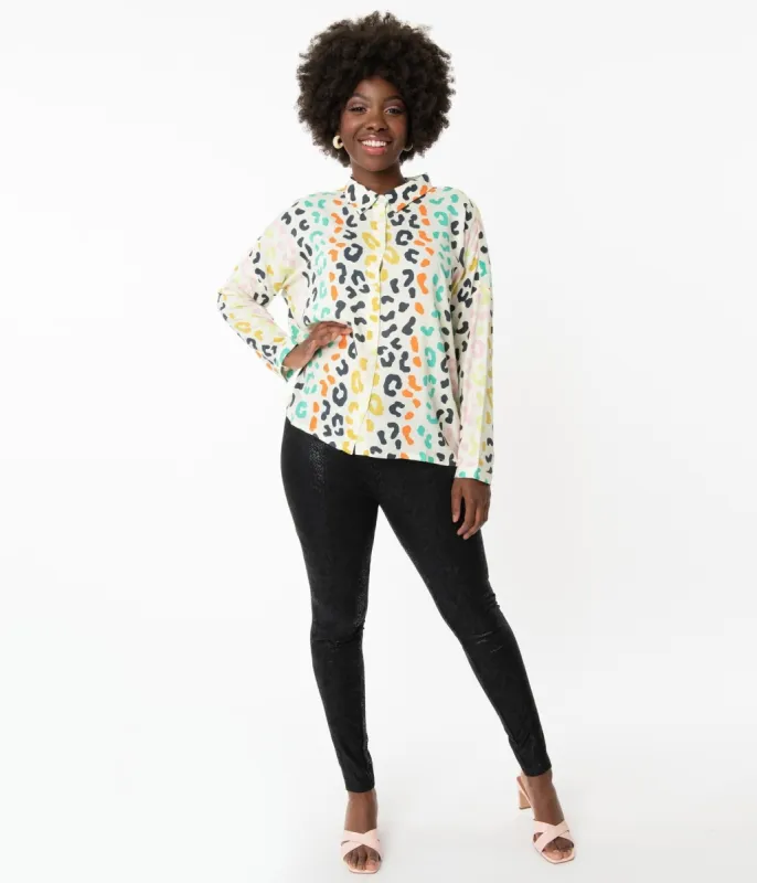 Black Snake Skin Leggings sold by Unique Vintage