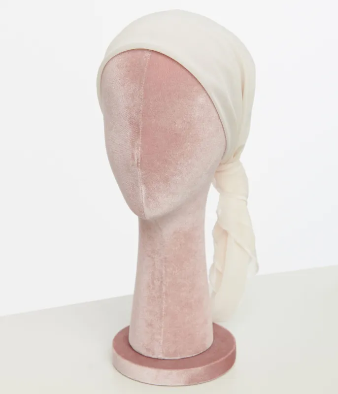 Unique Vintage 1950s Off White Hair Scarf sold by Unique Vintage