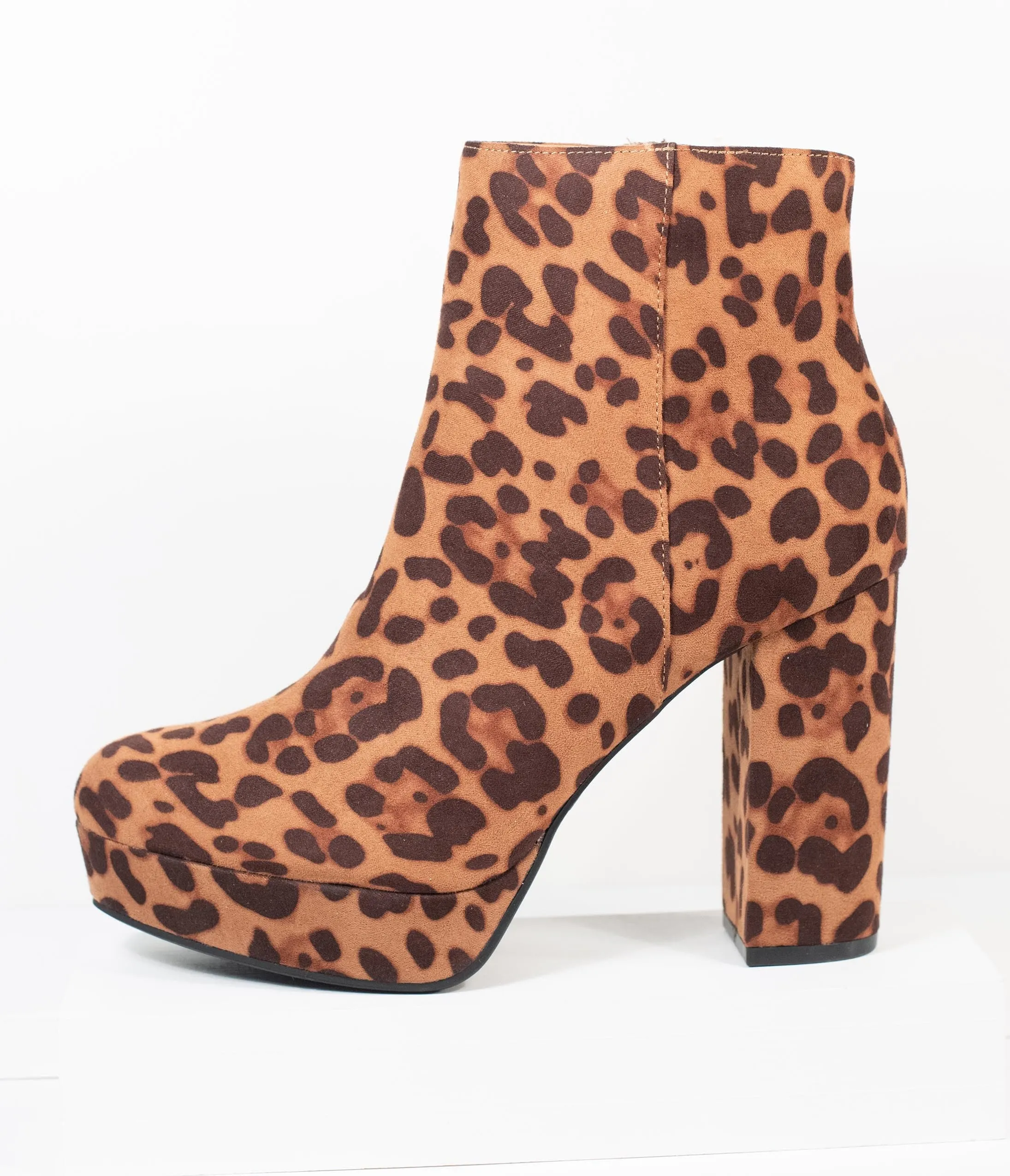 Leopard Print Suede Platform Heel Booties sold by Unique Vintage product image thumbnail 3