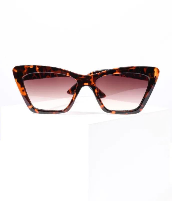 Tortoise Square Cat Eye Sunglasses sold by Unique Vintage