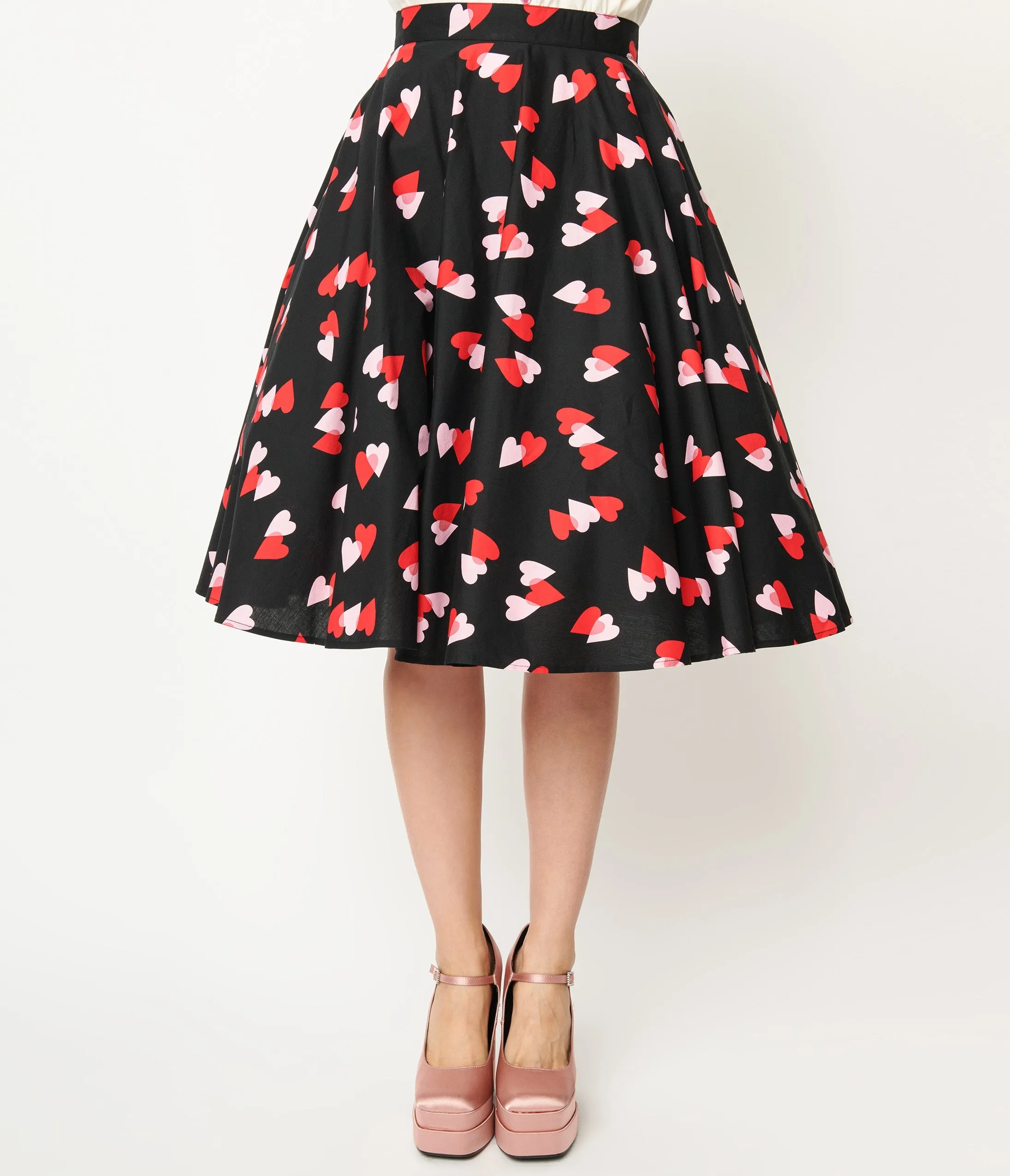 Hell Bunny Pink & Red Heart Confetti Swing Skirt sold by Unique Vintage product image thumbnail 2