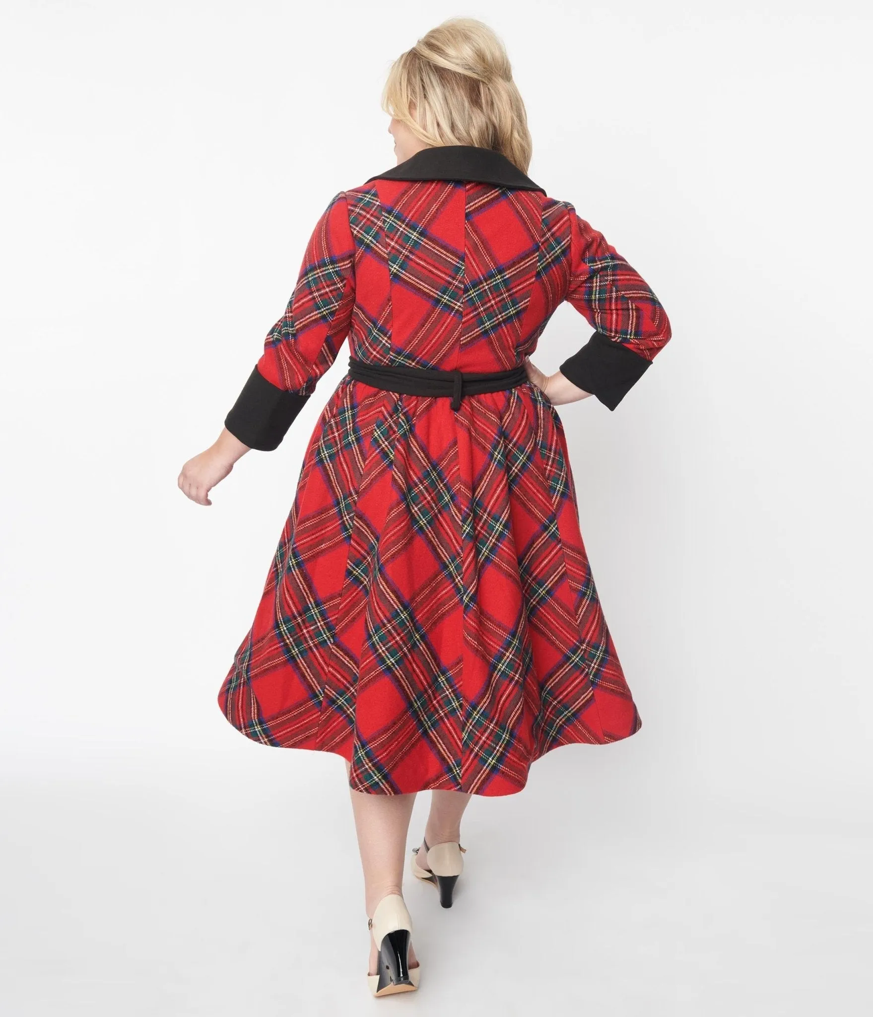 Unique Vintage Red Tartan Plaid Swing Coat sold by Unique Vintage product image thumbnail 3