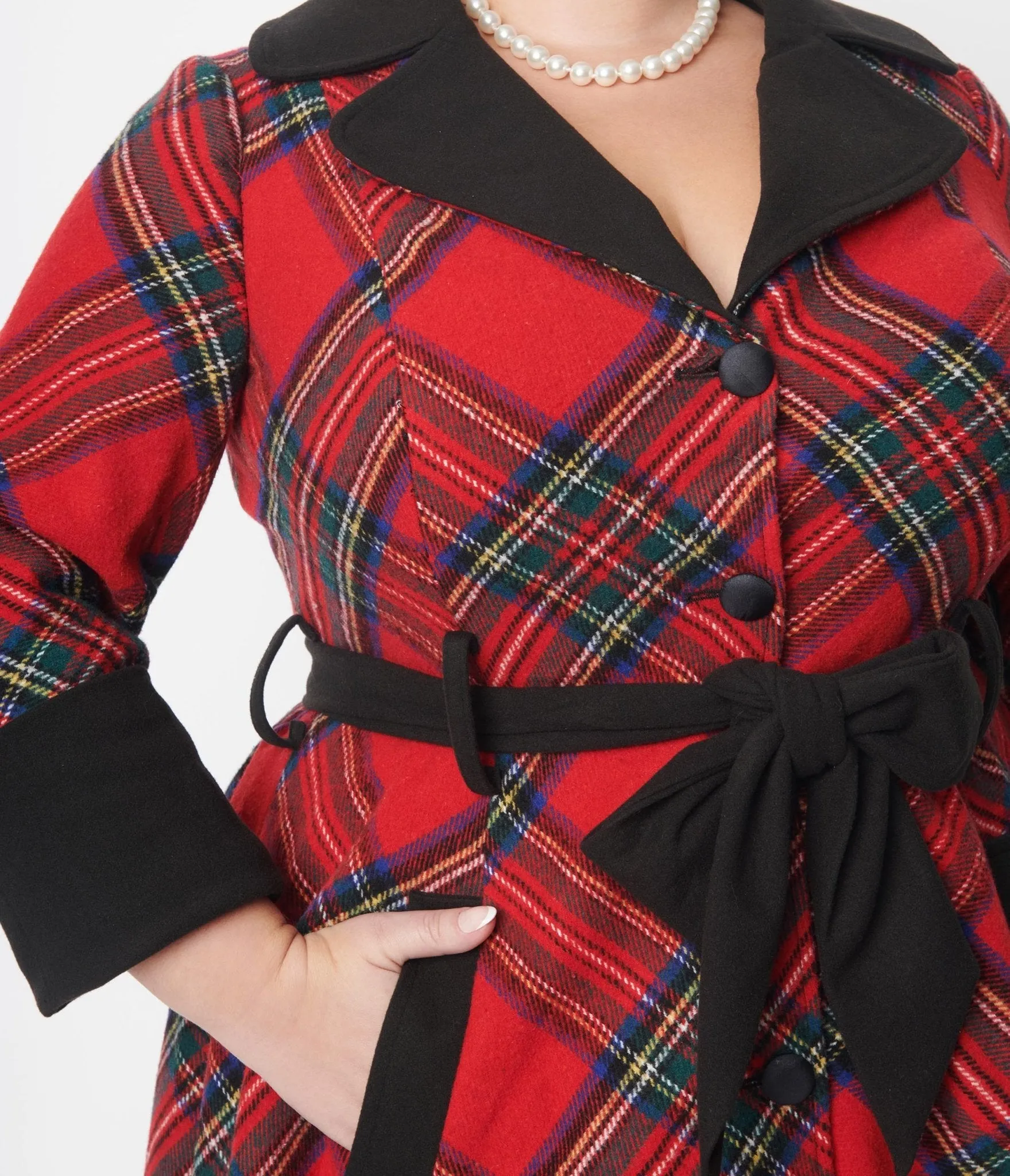 Unique Vintage Red Tartan Plaid Swing Coat sold by Unique Vintage product image thumbnail 2