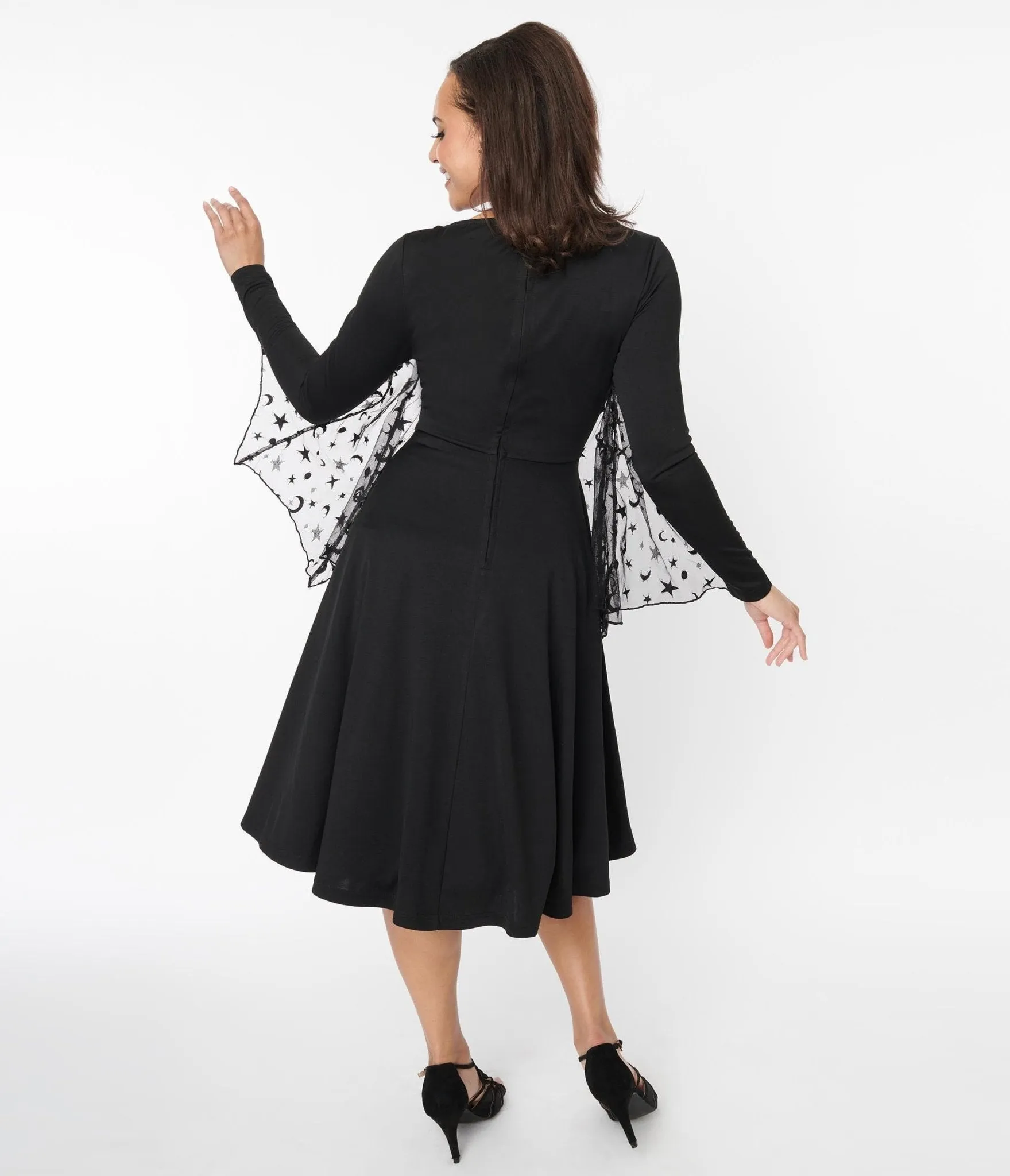 Unique Vintage Black & Mesh Bat Swing Dress sold by Unique Vintage product image thumbnail 3