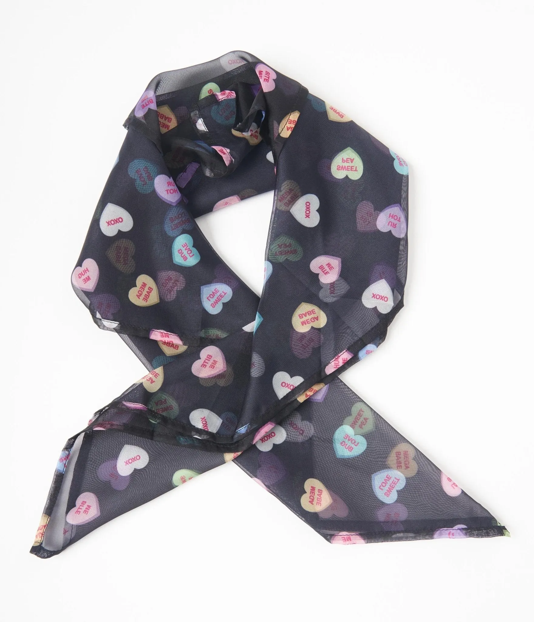 Unique Vintage Black Candy Heart Print Hair Scarf sold by Unique Vintage