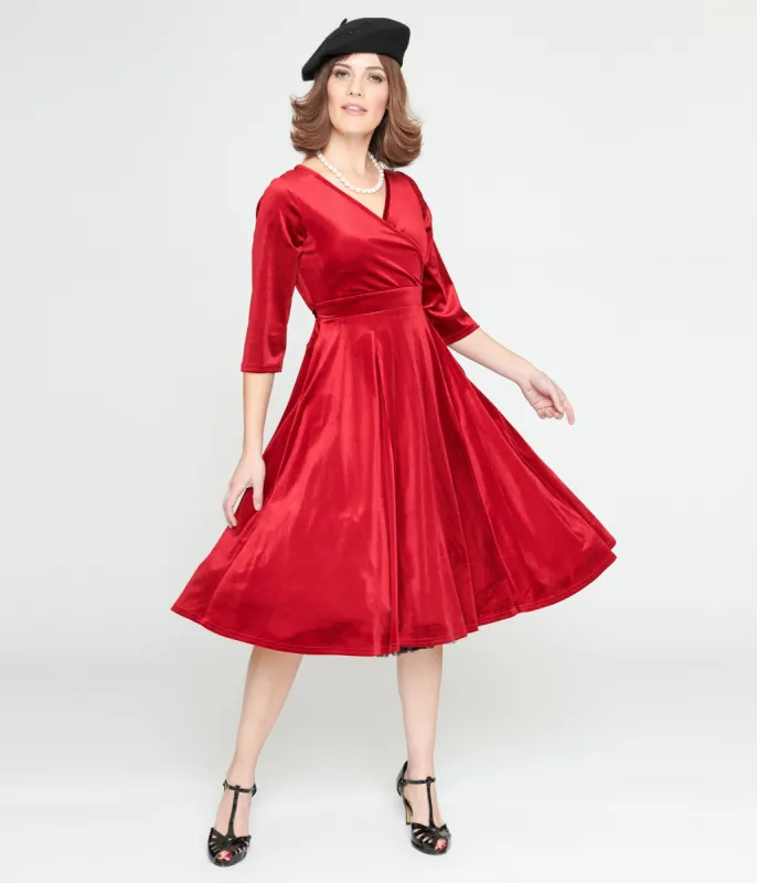 Red Velvet Lyra Fit & Flare Dress sold by Unique Vintage