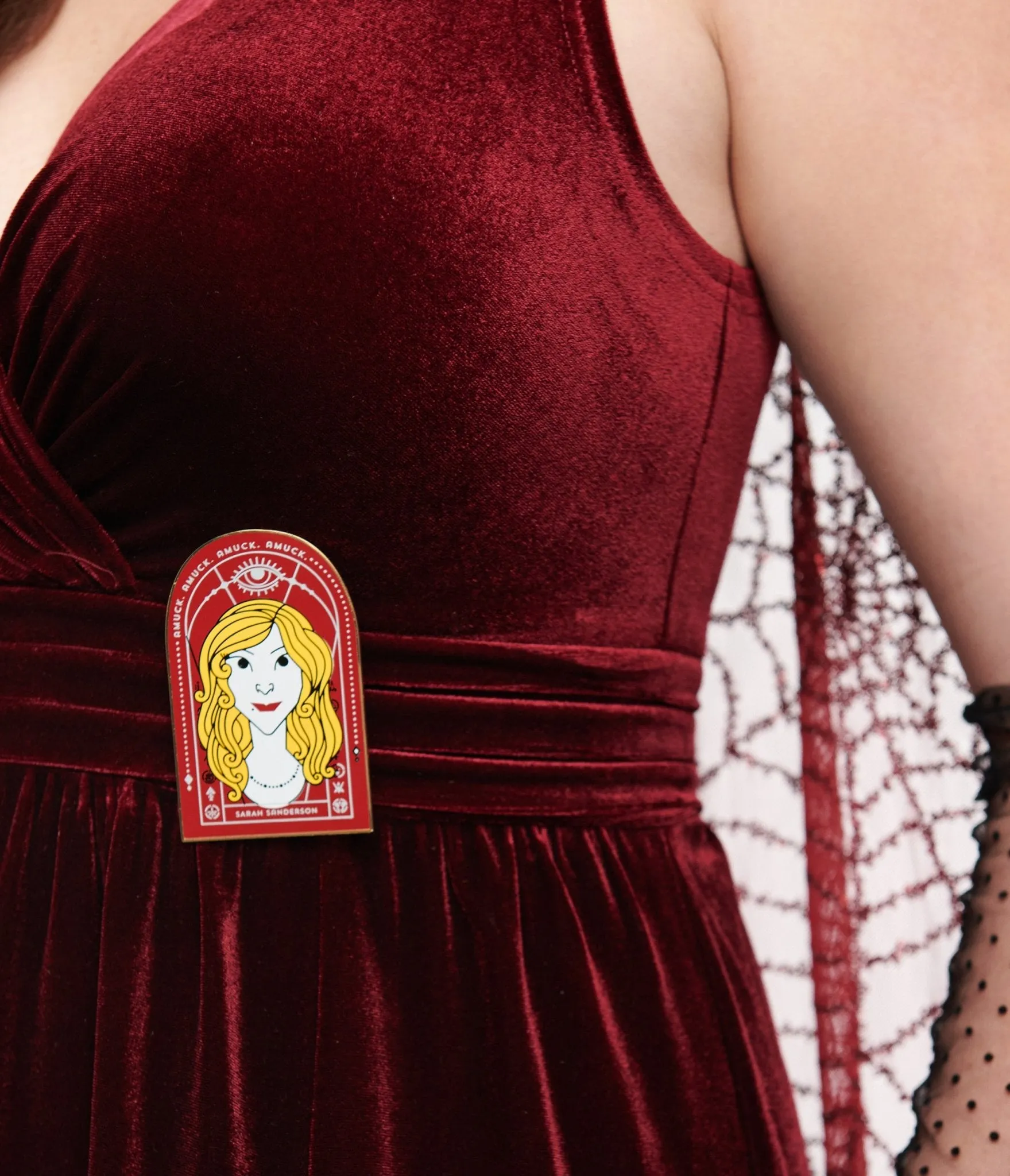 Disney Hocus Pocus Collection by Unique Vintage Burgundy Velvet & Spiderweb Sequin Cape Gown sold by Unique Vintage product image thumbnail 2