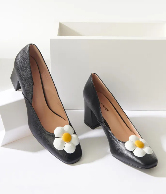 Unique Vintage Black Daisy Pumps sold by Unique Vintage