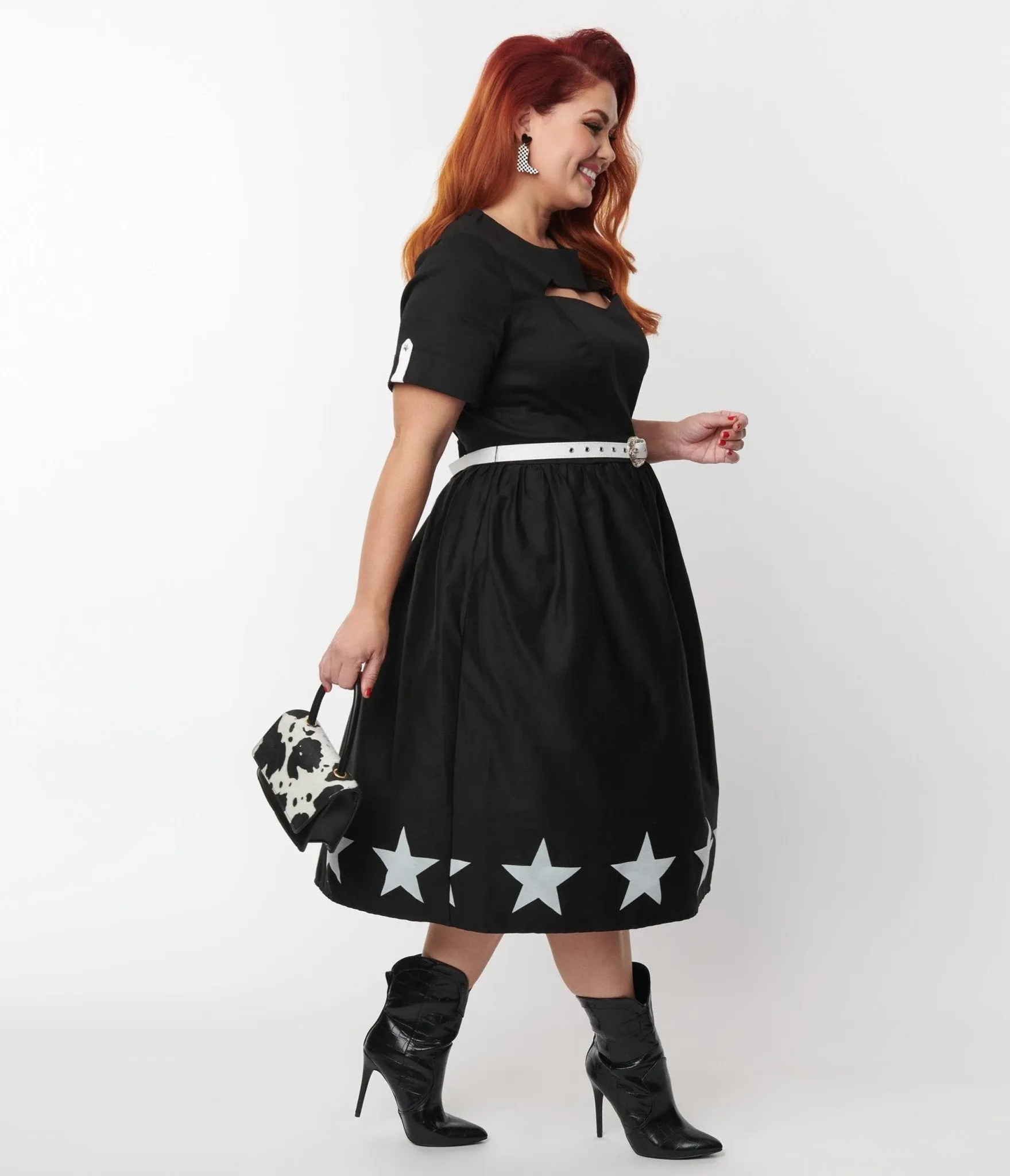 Unique Vintage Plus Size Black & White Star Cut Out Dress sold by Unique Vintage product image thumbnail 2