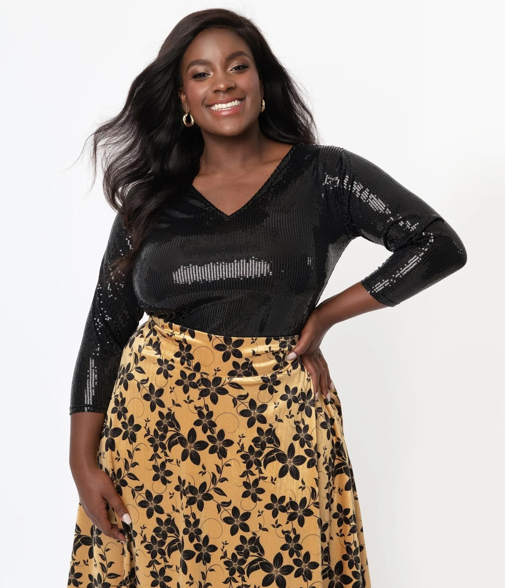 Unique Vintage Plus Size Black Sequin Marianne Top sold by Unique Vintage product image thumbnail 4