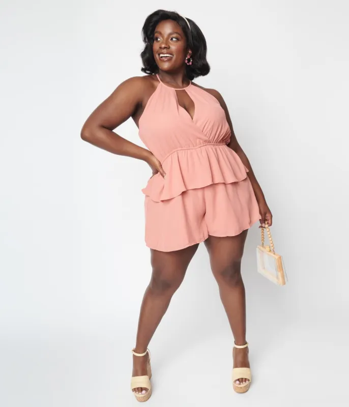 Plus Size Pink Ruffle Romper sold by Unique Vintage