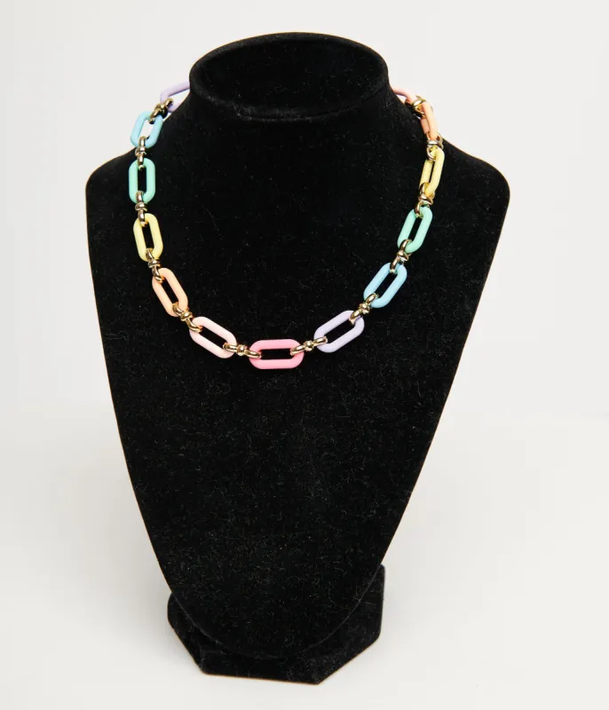 Pastel Rainbow Chain Necklace sold by Unique Vintage