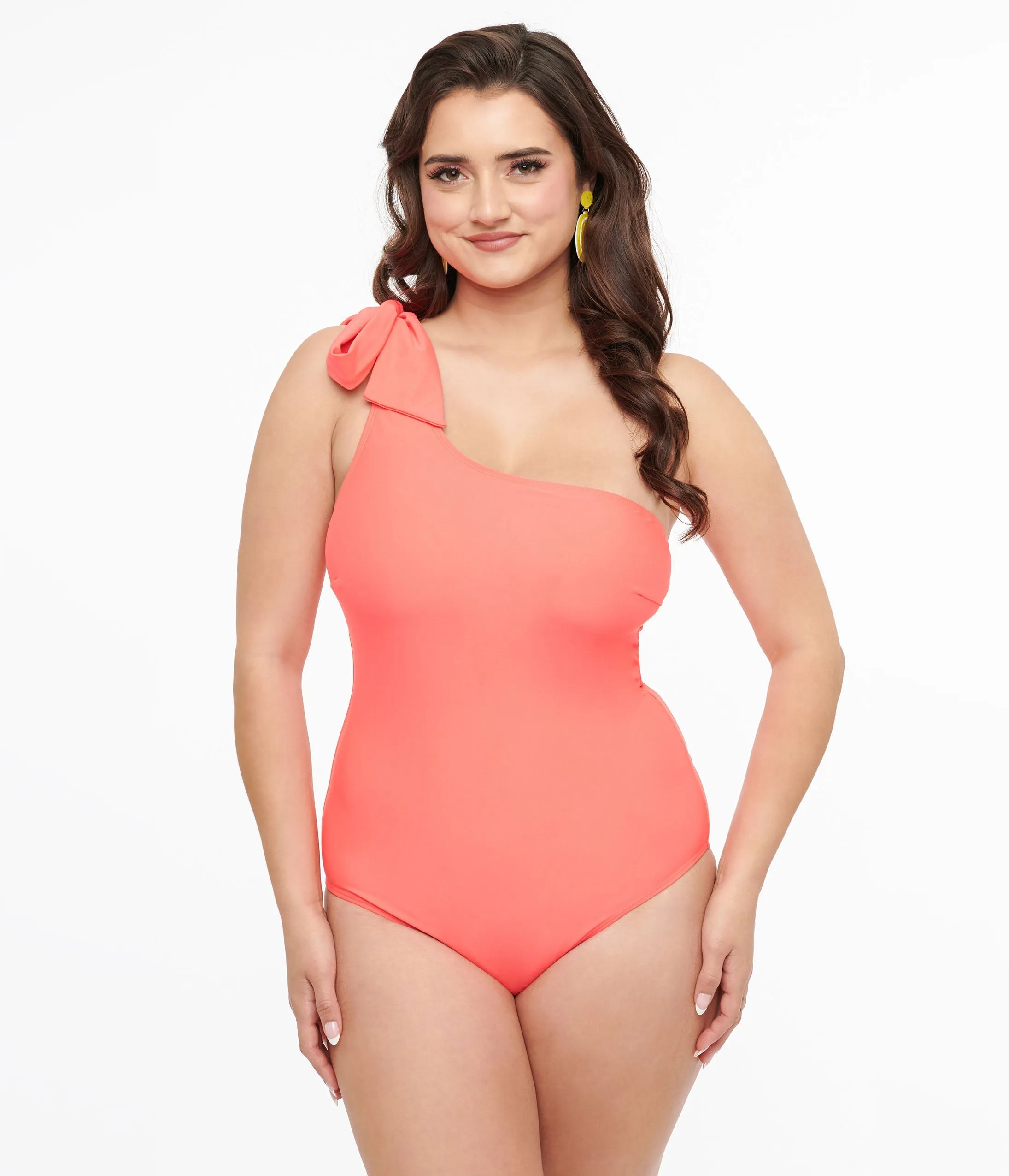 Coral One Shoulder One Piece Swimsuit sold by Unique Vintage product image thumbnail 3