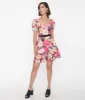 Smak Parlour Pink & White Floral Puff Sleeve Flare Dress sold by Unique Vintage