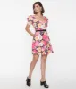 Smak Parlour Pink & White Floral Puff Sleeve Flare Dress sold by Unique Vintage