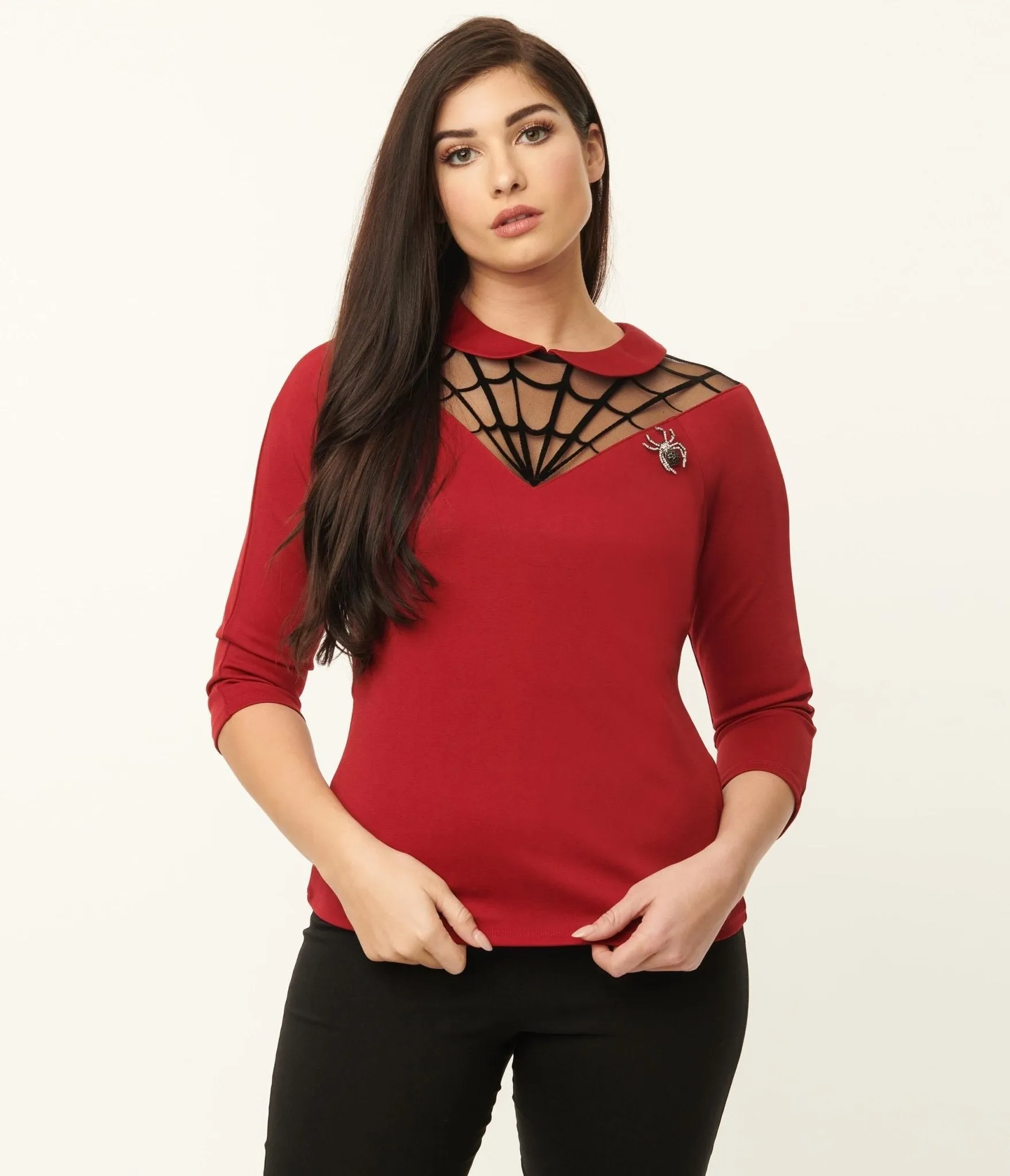 Unique Vintage Burgundy Spiderweb Widow Top sold by Unique Vintage product image thumbnail 5
