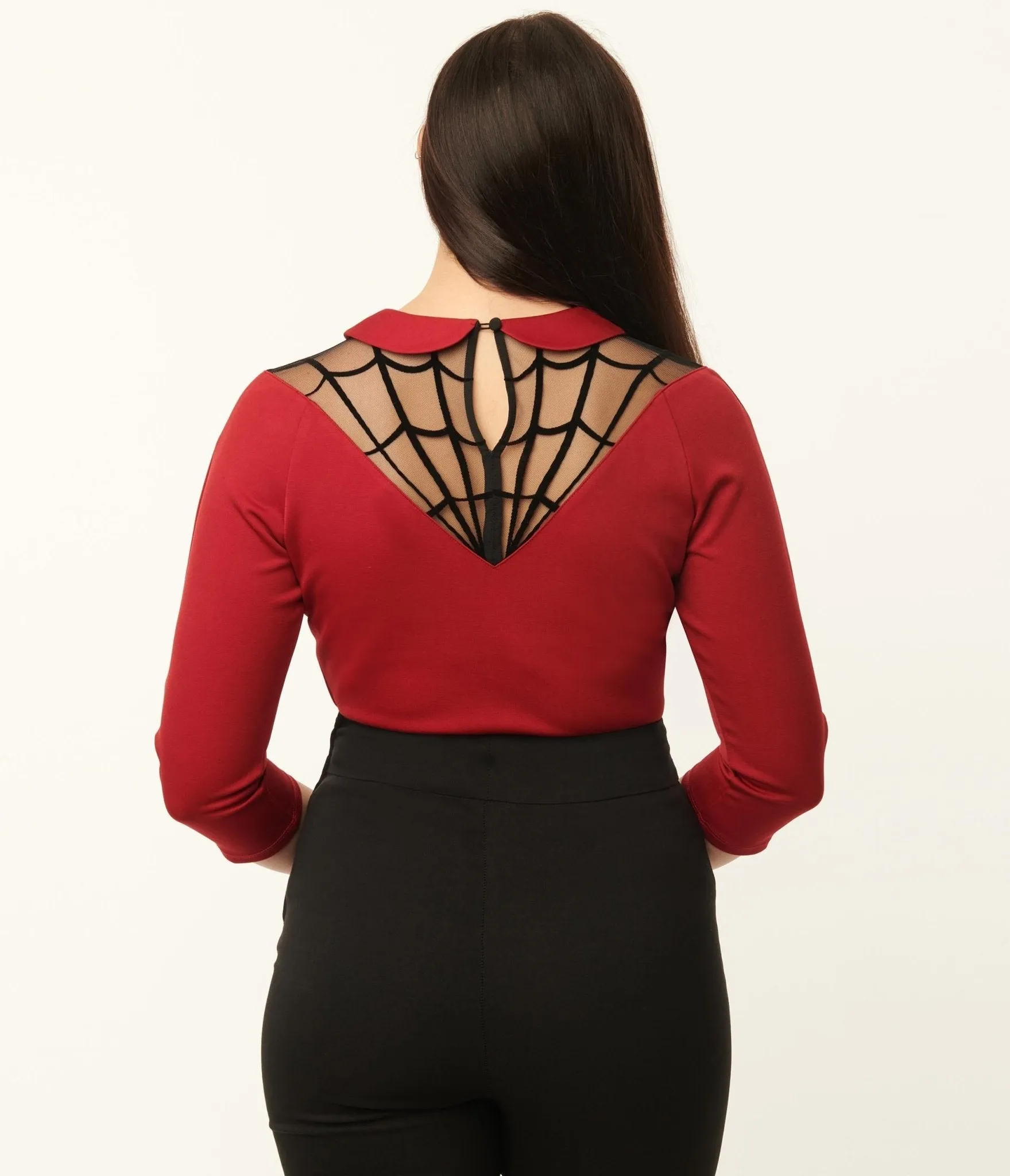 Unique Vintage Burgundy Spiderweb Widow Top sold by Unique Vintage product image thumbnail 3