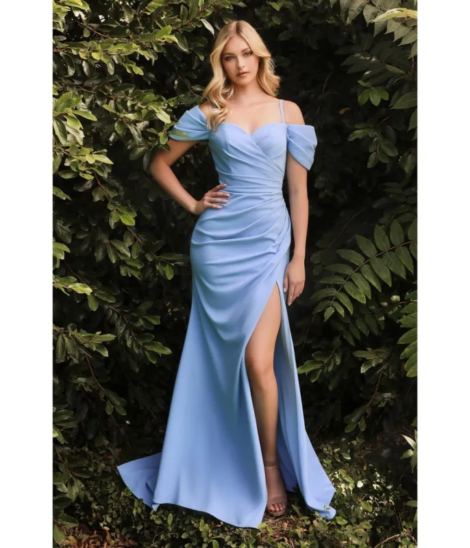 Cinderella Divine  Light Blue Regal Off Shoulder Bridesmaid Dress sold by Unique Vintage