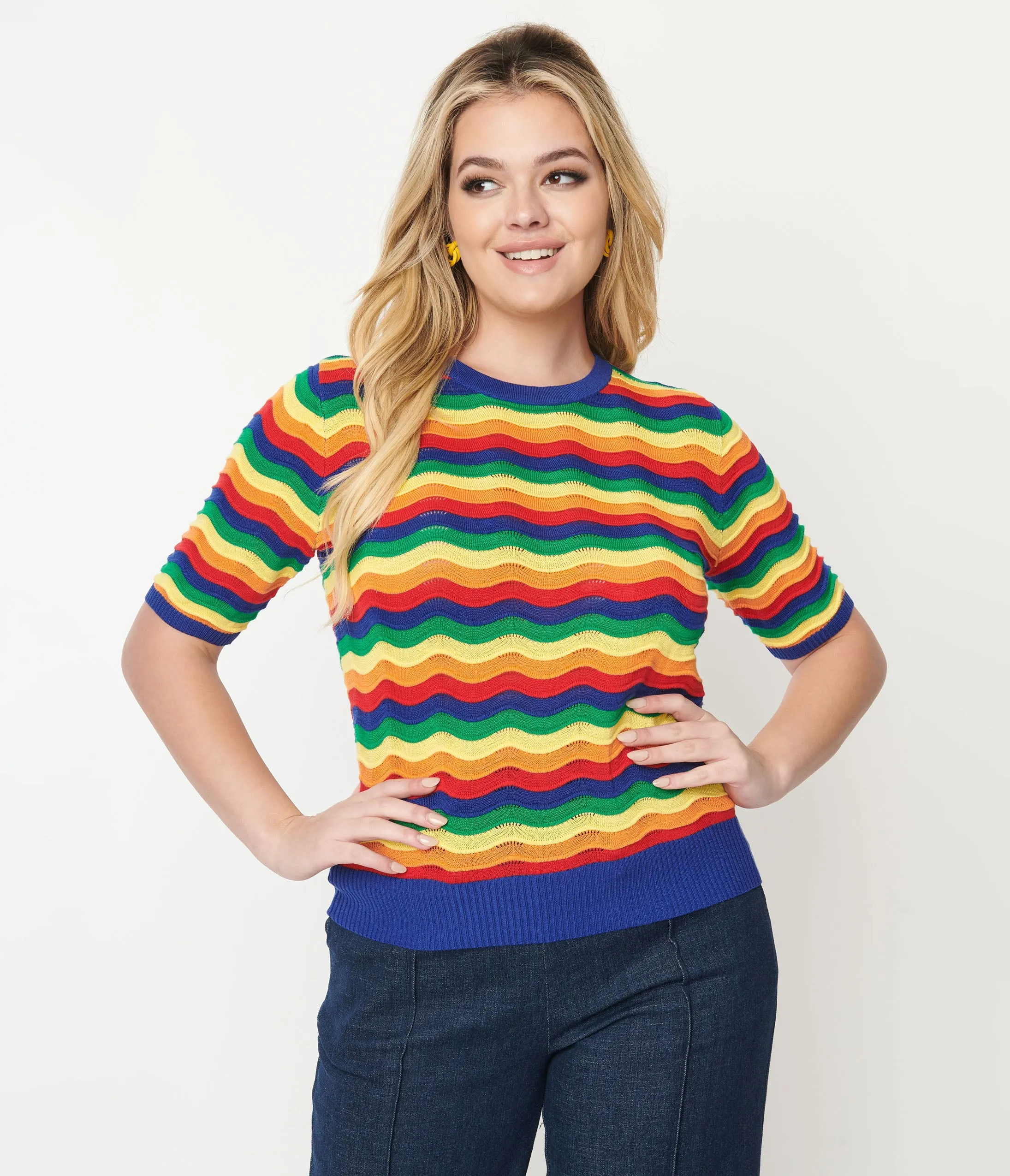 1970s Rainbow Wave Striped Sweater sold by Unique Vintage product image thumbnail 3