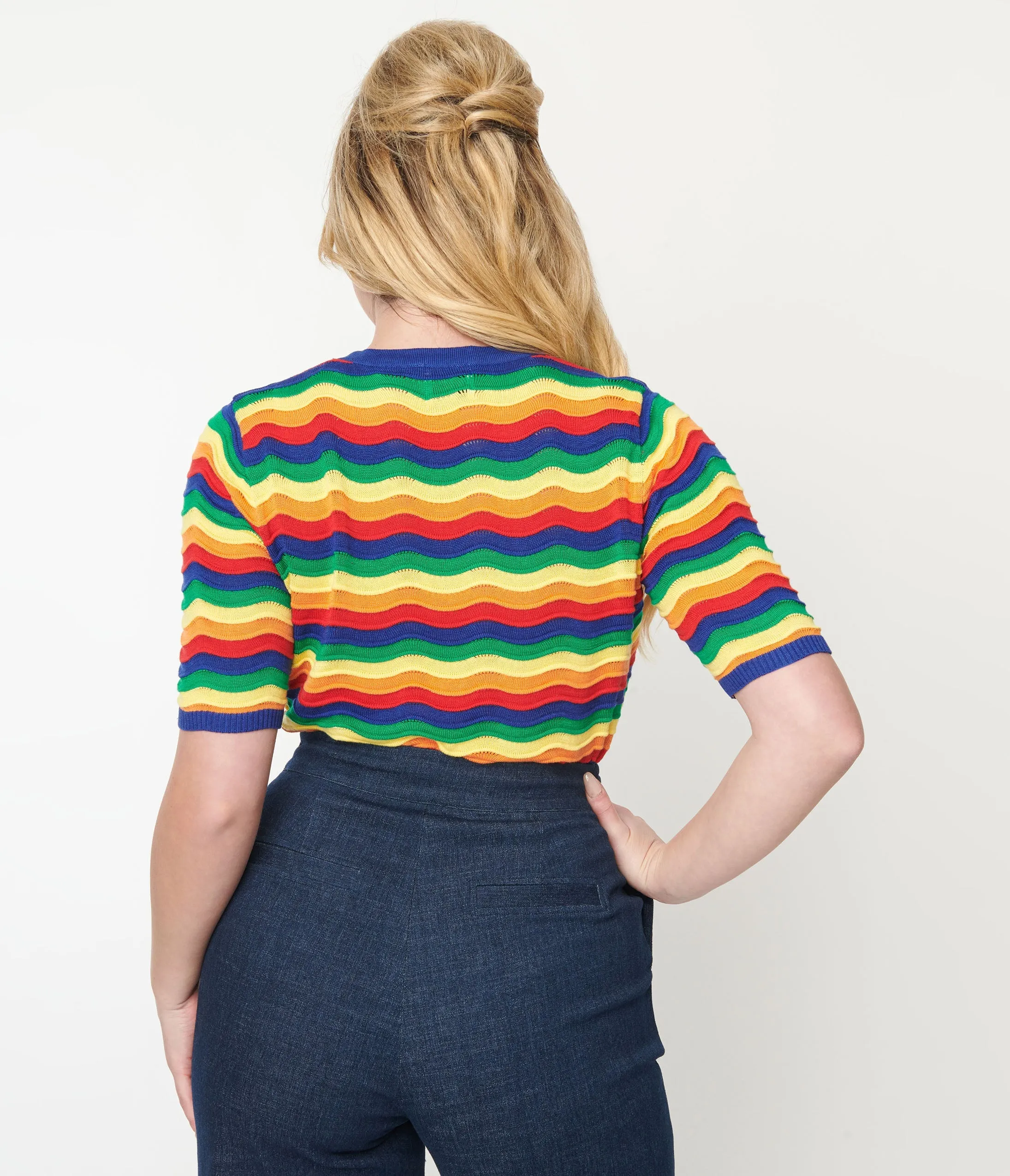 1970s Rainbow Wave Striped Sweater sold by Unique Vintage product image thumbnail 2