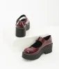 Burgundy Patent Leatherette Platform Mary Jane Heels sold by Unique Vintage