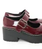 Burgundy Patent Leatherette Platform Mary Jane Heels sold by Unique Vintage