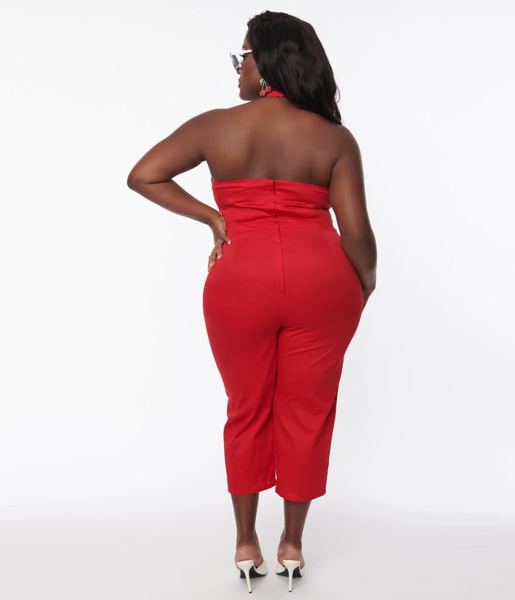 Collectif Plus Size Red Gingham Skirted Midge Jumpsuit Set sold by Unique Vintage product image thumbnail 4