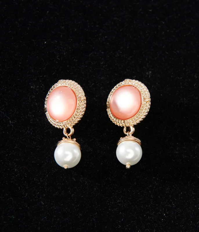 1920s Pink Pearl Art Deco Earrings sold by Unique Vintage