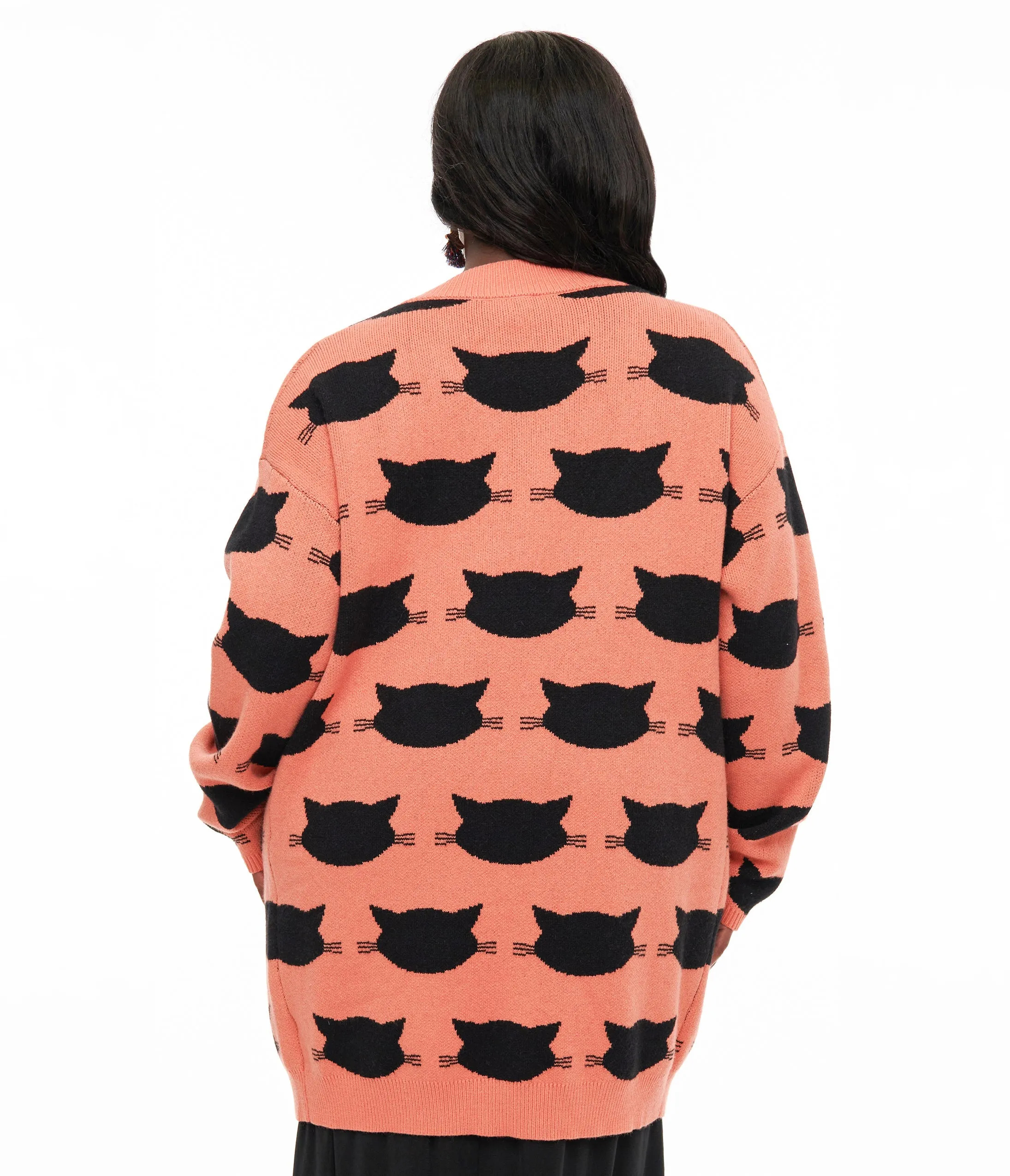 Magnolia Place Plus Size Orange & Black Cat Cardigan sold by Unique Vintage product image thumbnail 2