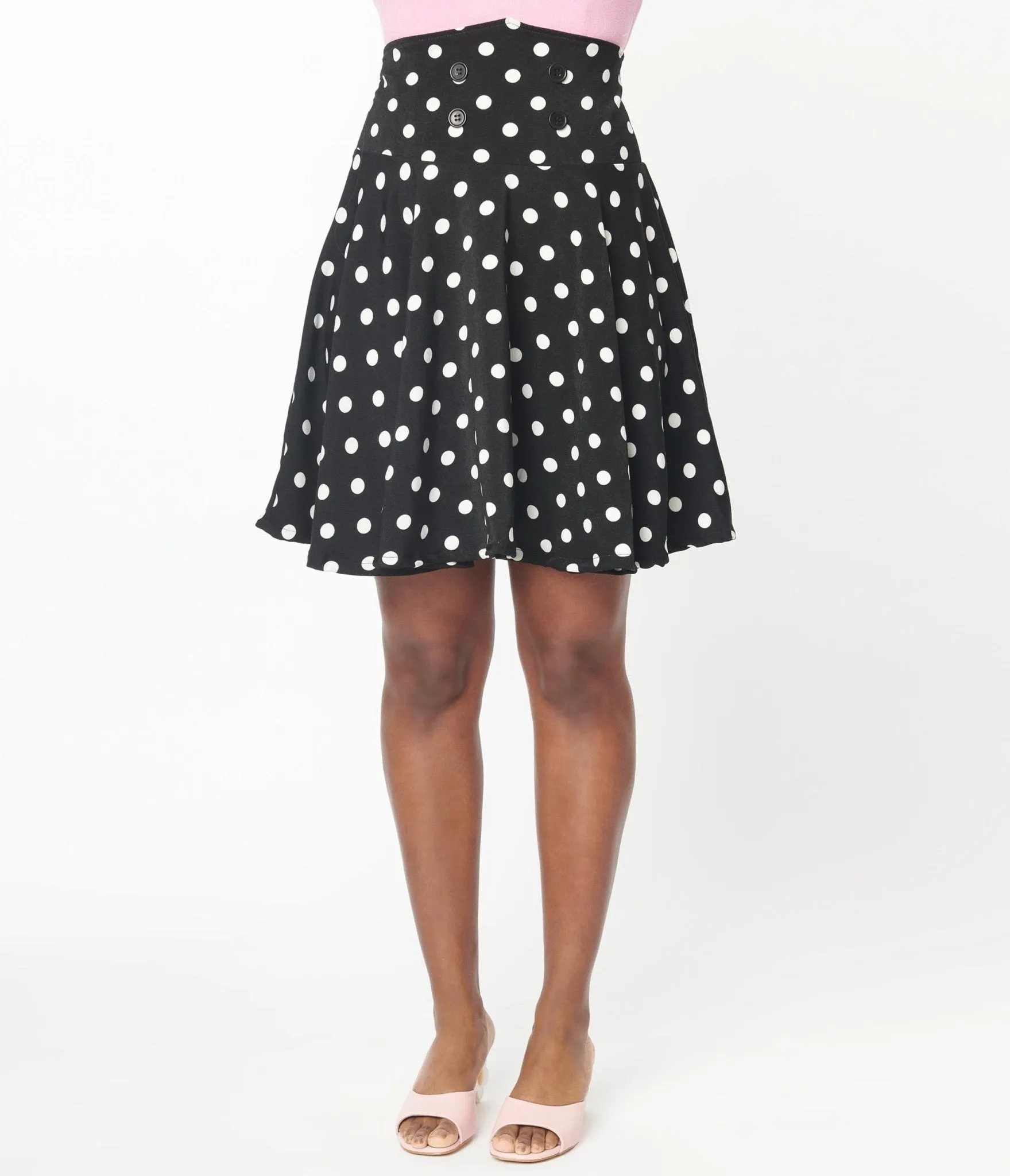 Black & White Polka Dot Swing Skirt sold by Unique Vintage product image thumbnail 2
