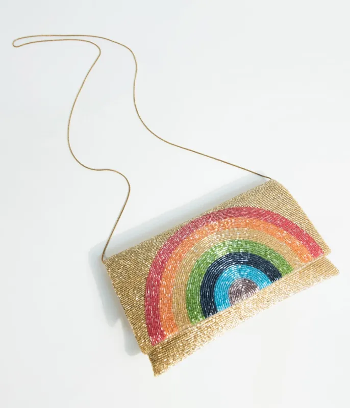 Golden Beaded Rainbow Clutch sold by Unique Vintage
