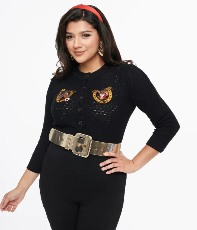 1950s Black Love At The Ranch Cropped Cardigan sold by Unique Vintage