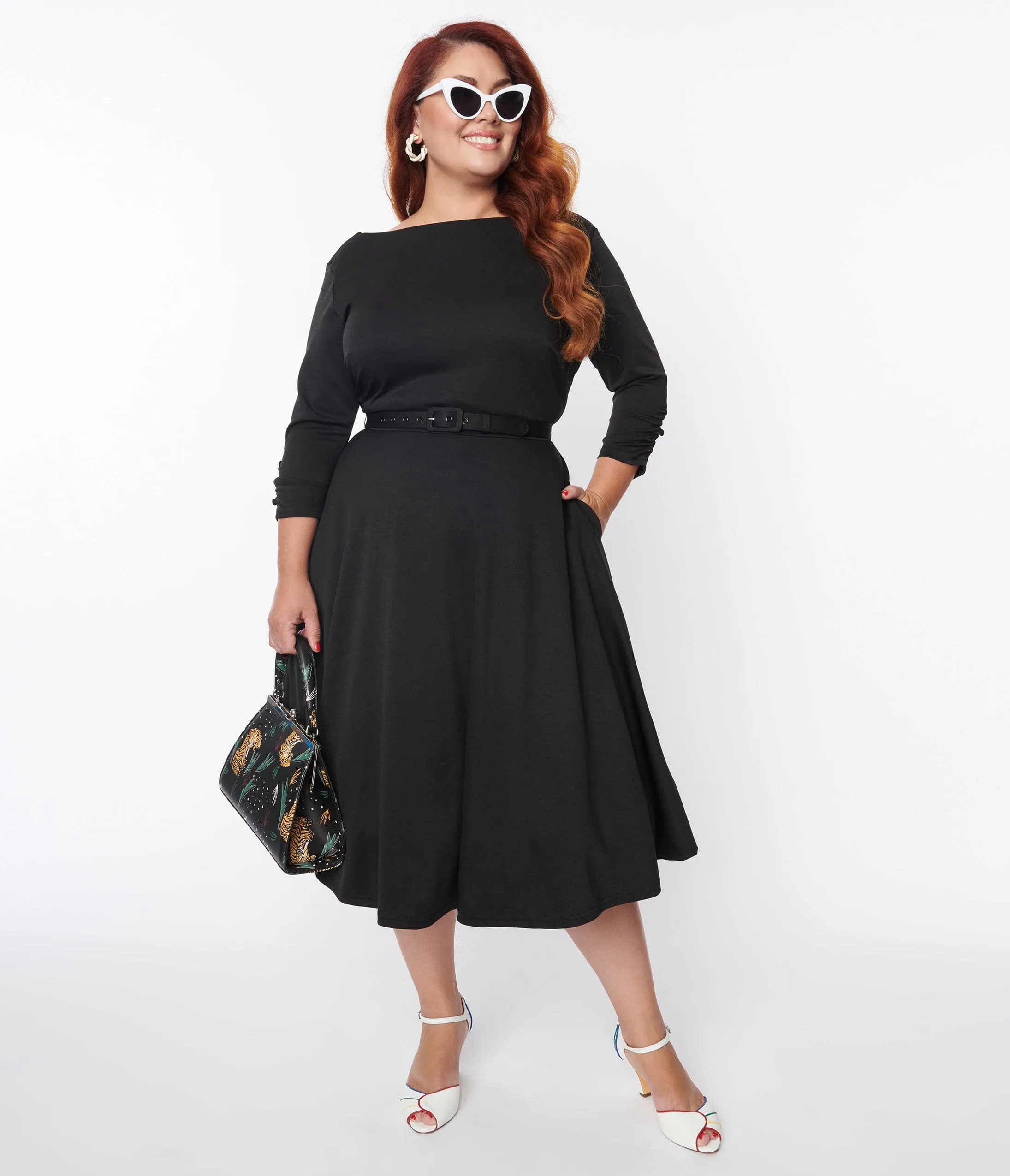 Unique Vintage Plus Size Black Knit Devon Swing Dress sold by Unique Vintage product image thumbnail 4