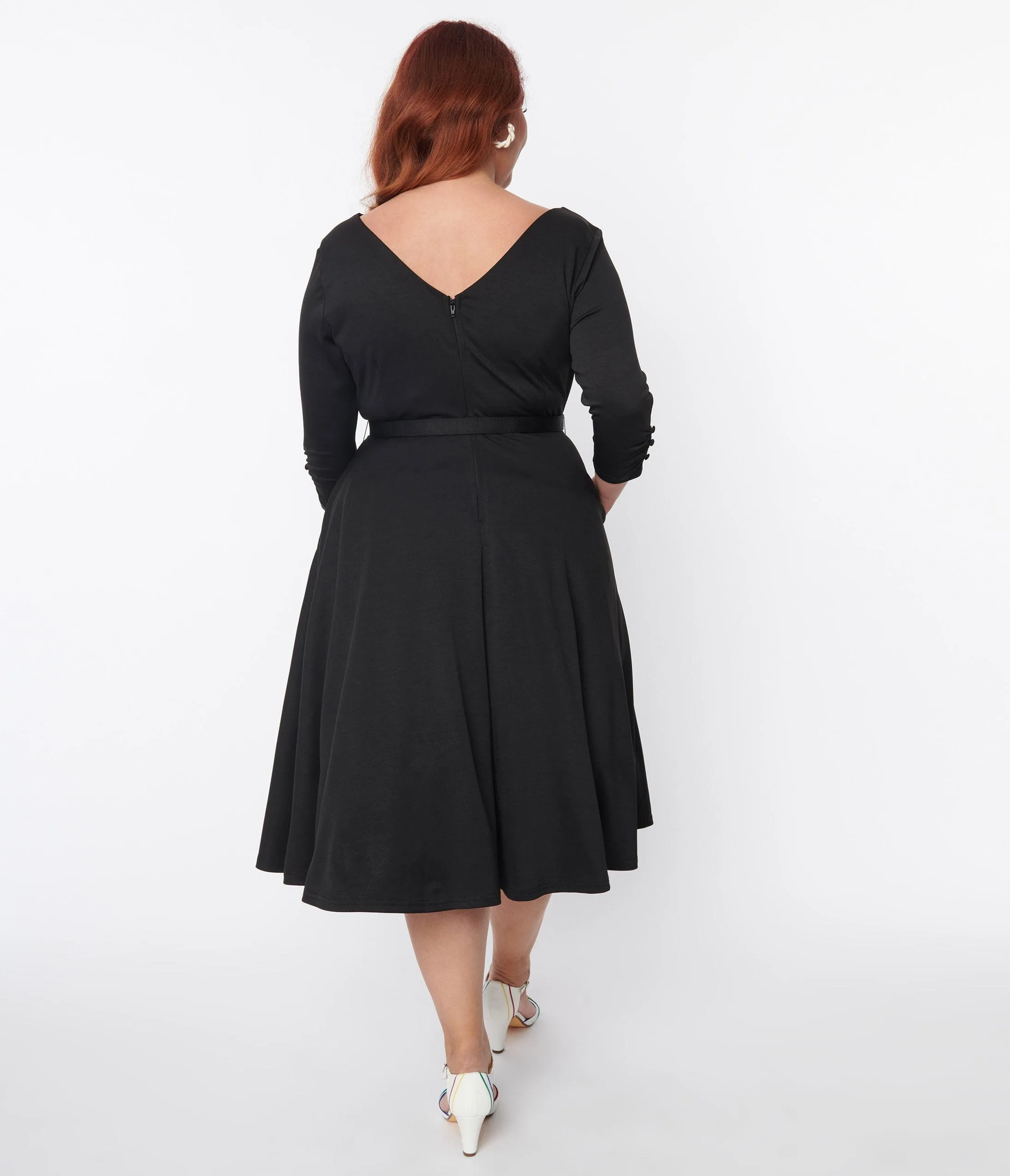Unique Vintage Plus Size Black Knit Devon Swing Dress sold by Unique Vintage product image thumbnail 2
