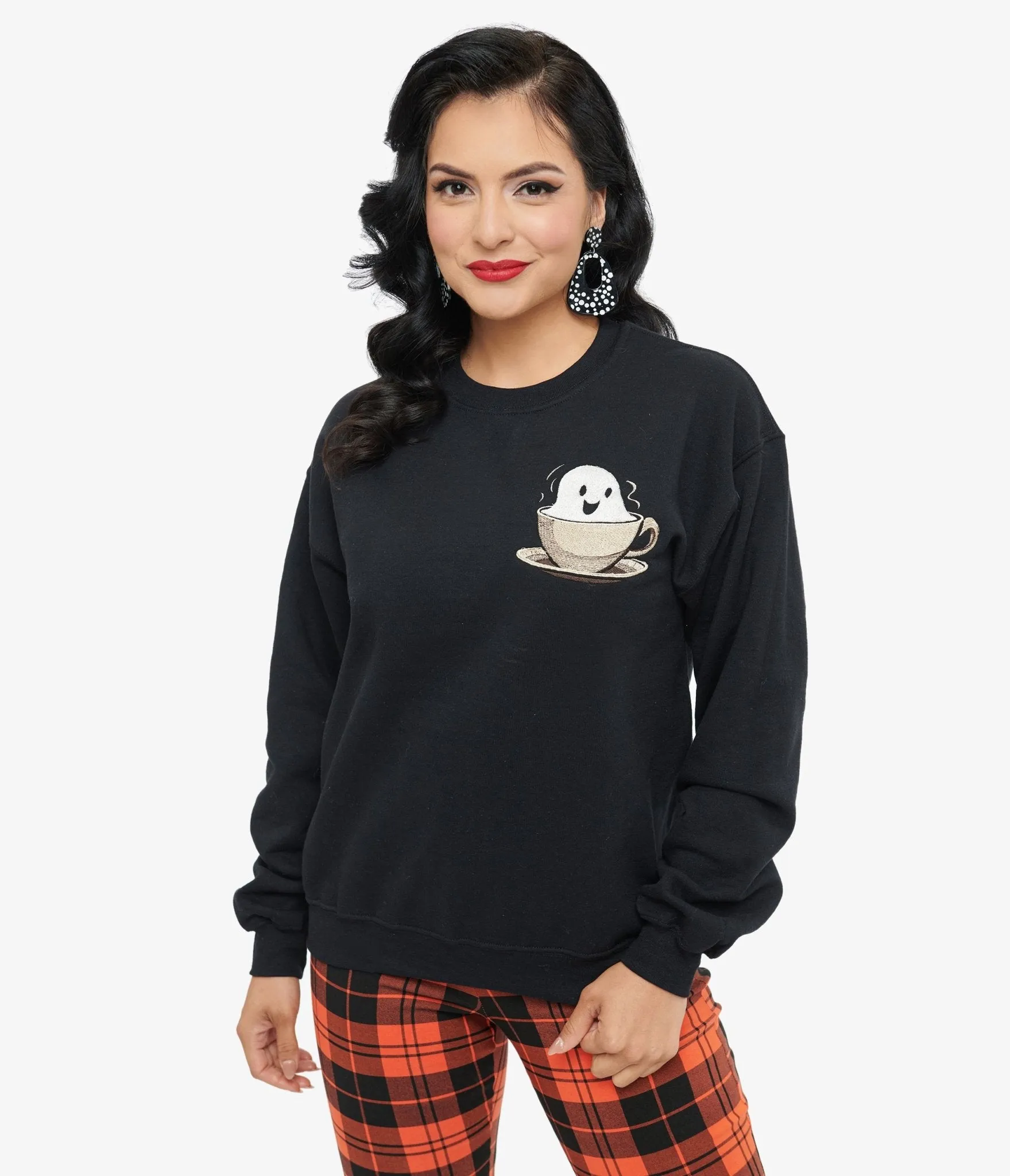 Black GhostTea Crewneck Sweatshirt sold by Unique Vintage