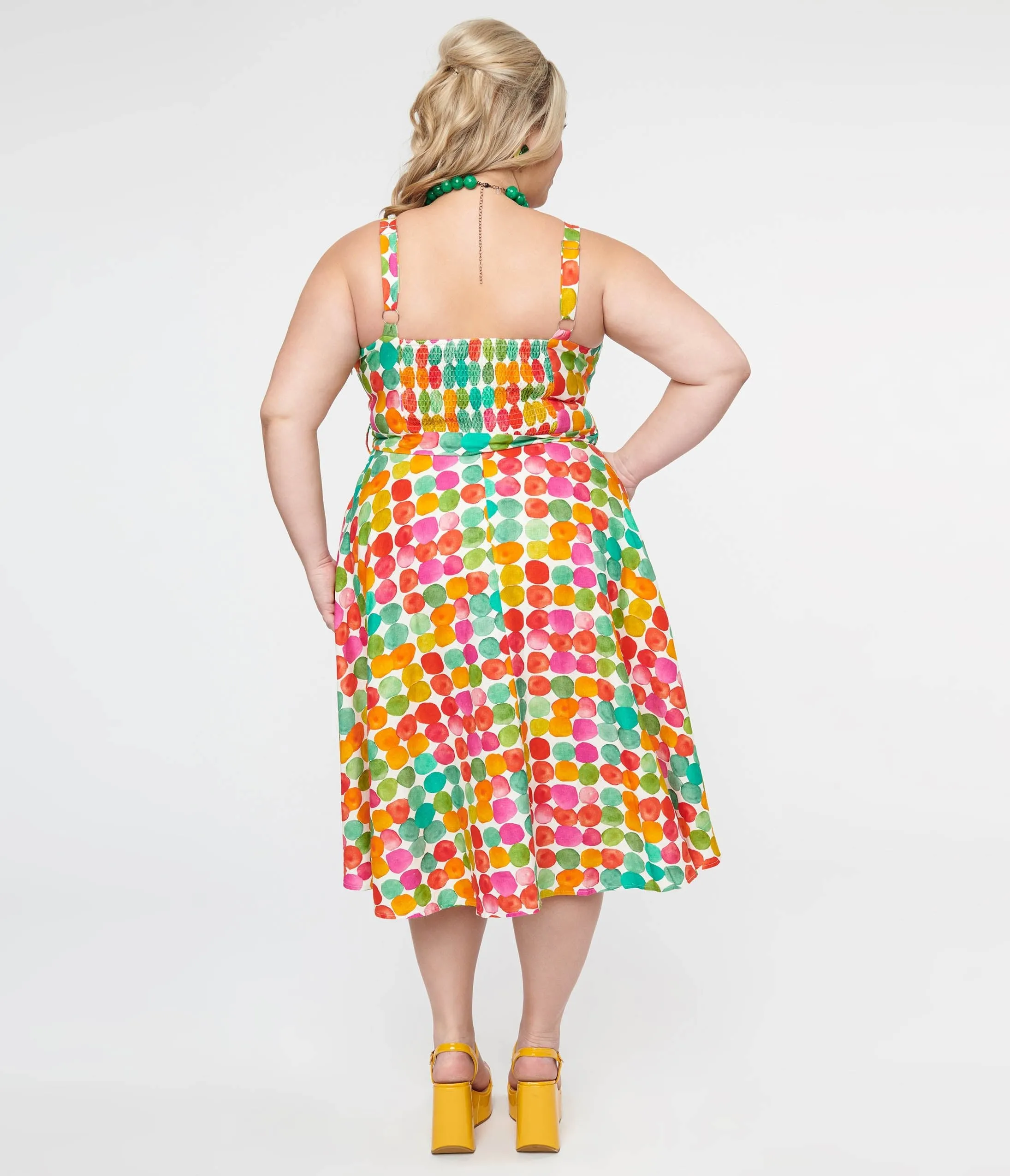 Plus Size 1950s Rainbow Watercolor Polka Dot Lori Swing Dress sold by Unique Vintage product image thumbnail 3