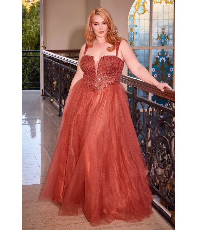 Cinderella Divine  Plus Size Sienna Glitter Bodice & Tulle Prom Ball Gown sold by Unique Vintage