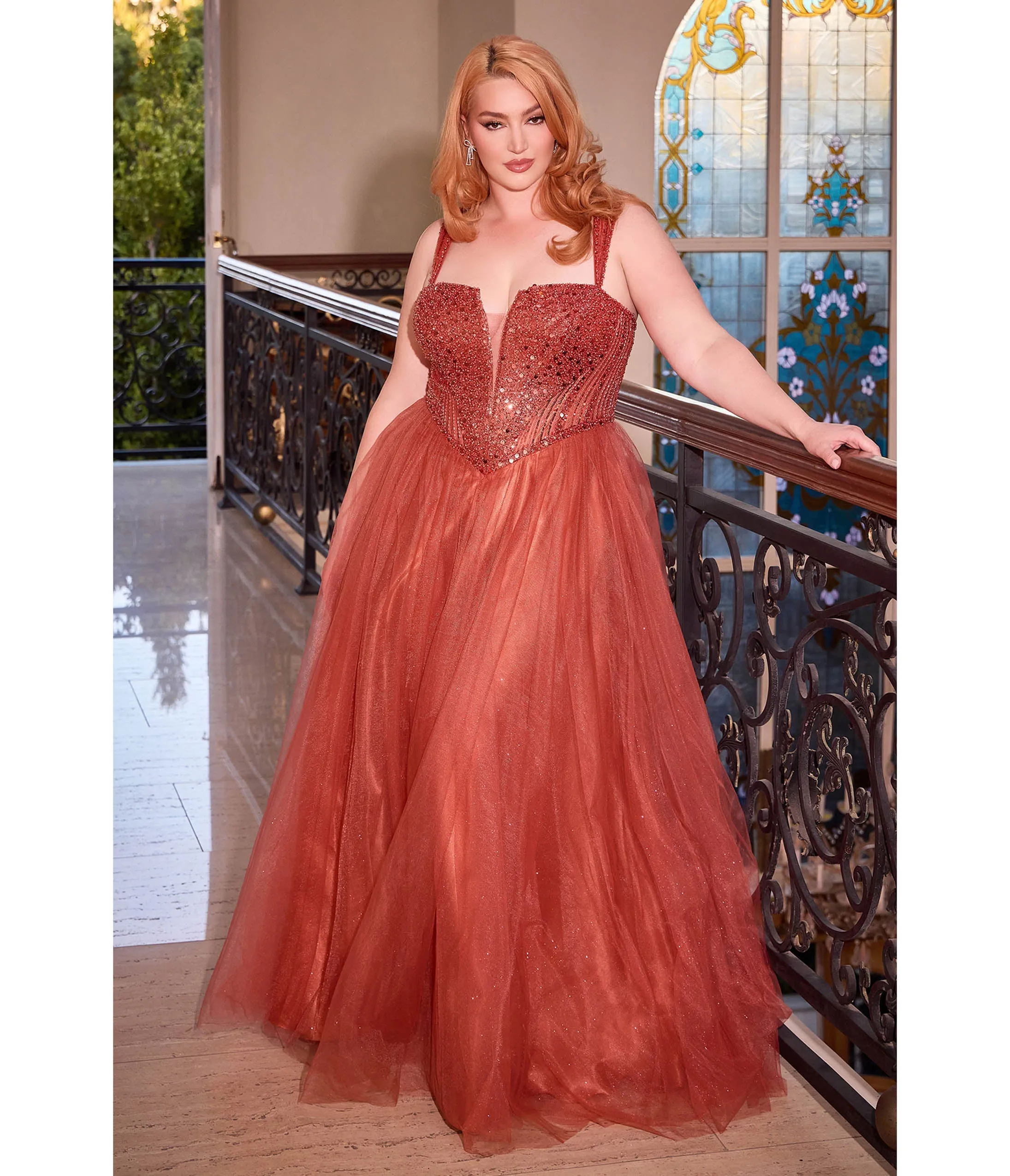 Cinderella Divine Plus Size Sienna Glitter Bodice & Tulle Prom Ball Gown sold by Unique Vintage