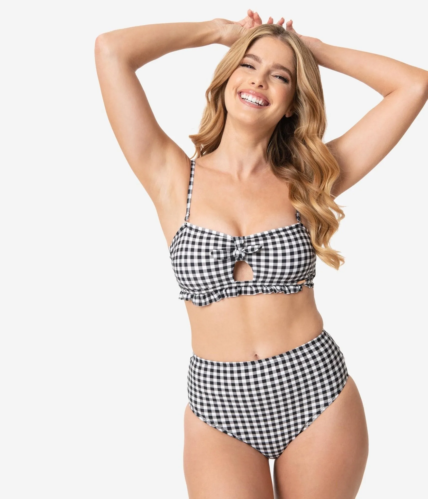 Pin-Up Style Black & White Gingham Swim Bottom sold by Unique Vintage