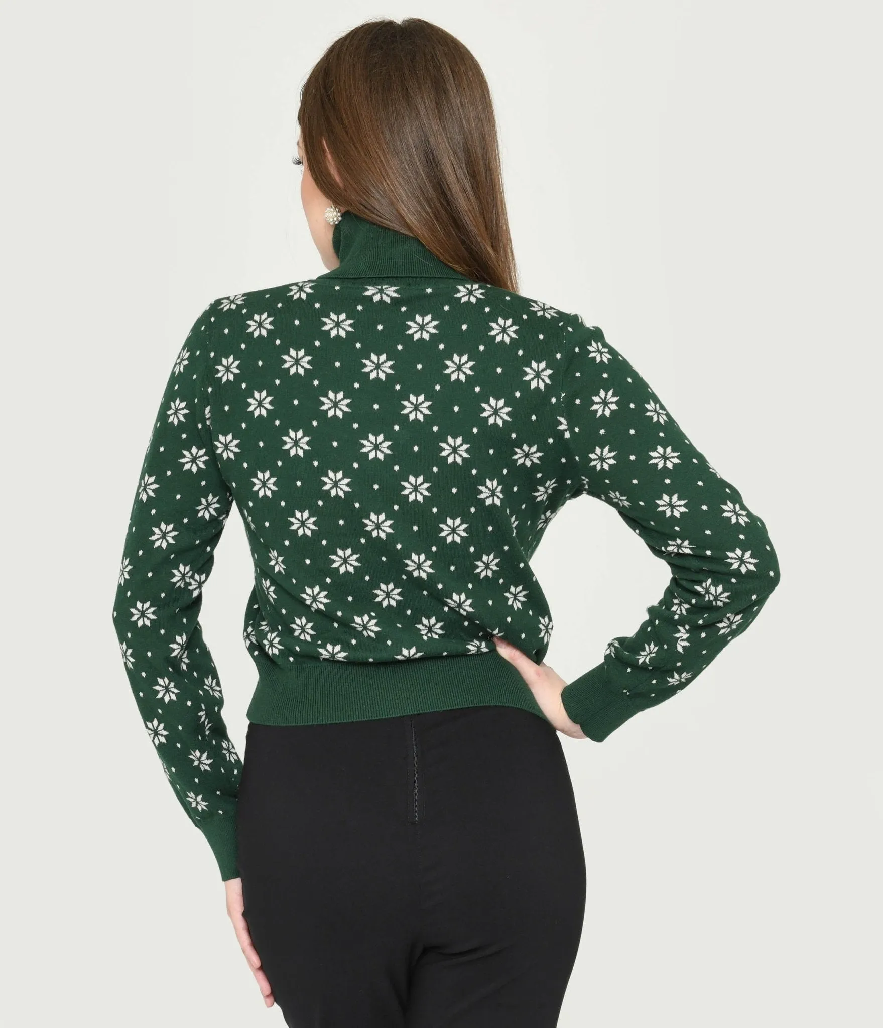 Bright & Beautiful Green & White Snowflake Sweater sold by Unique Vintage product image thumbnail 3
