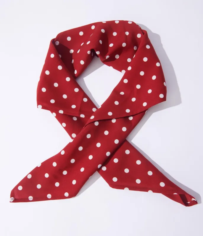 Unique Vintage Red & White Polka Dot Hair Scarf sold by Unique Vintage