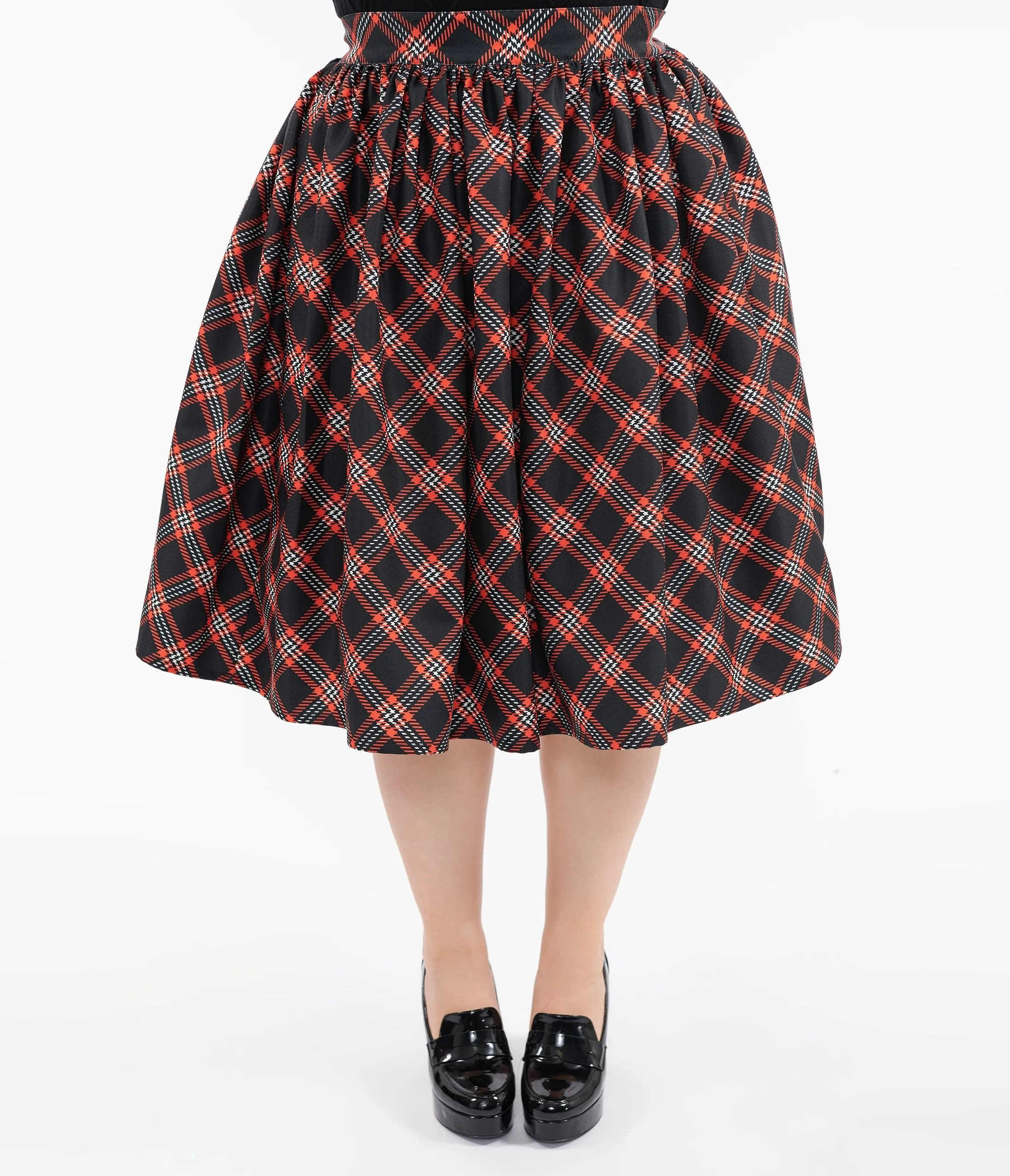Unique Vintage Plus Size 1950s Black & Orange Plaid Gellar Swing Skirt sold by Unique Vintage product image thumbnail 2