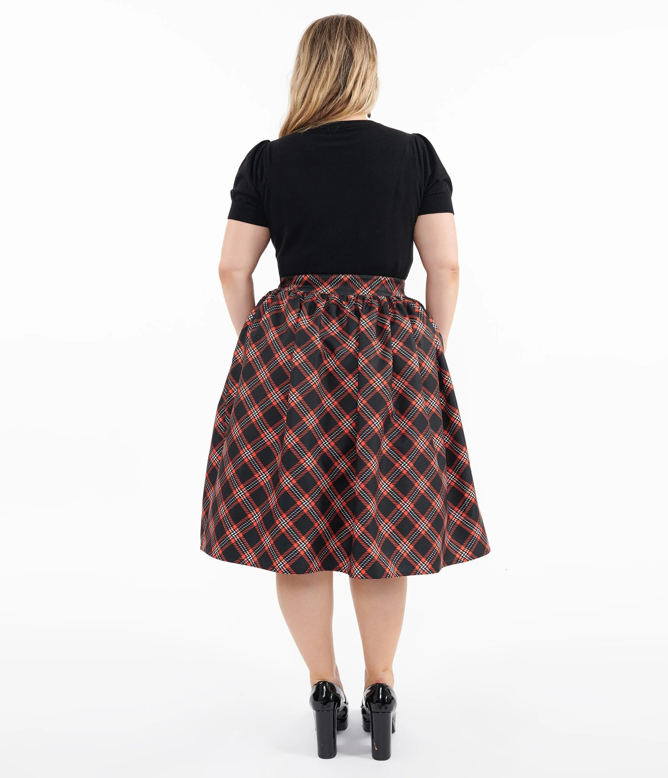 Unique Vintage Plus Size 1950s Black & Orange Plaid Gellar Swing Skirt sold by Unique Vintage product image thumbnail 3