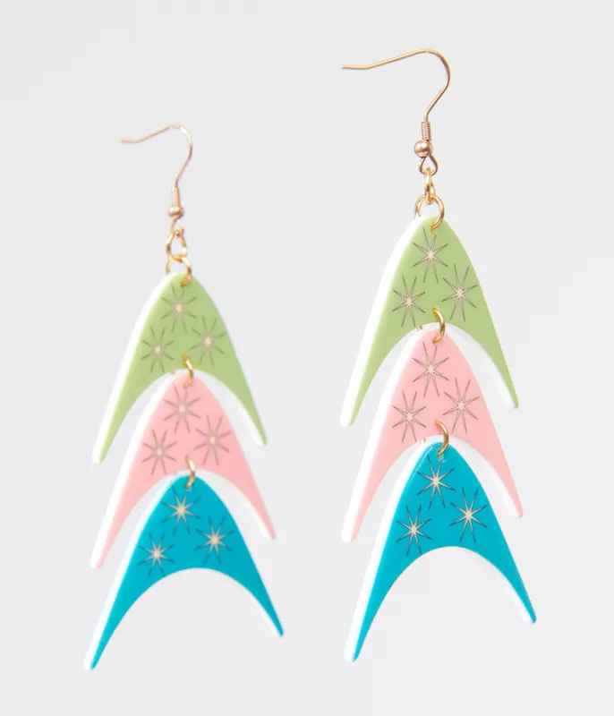 1950s Multicolor Boomerang Trio Earrings sold by Unique Vintage