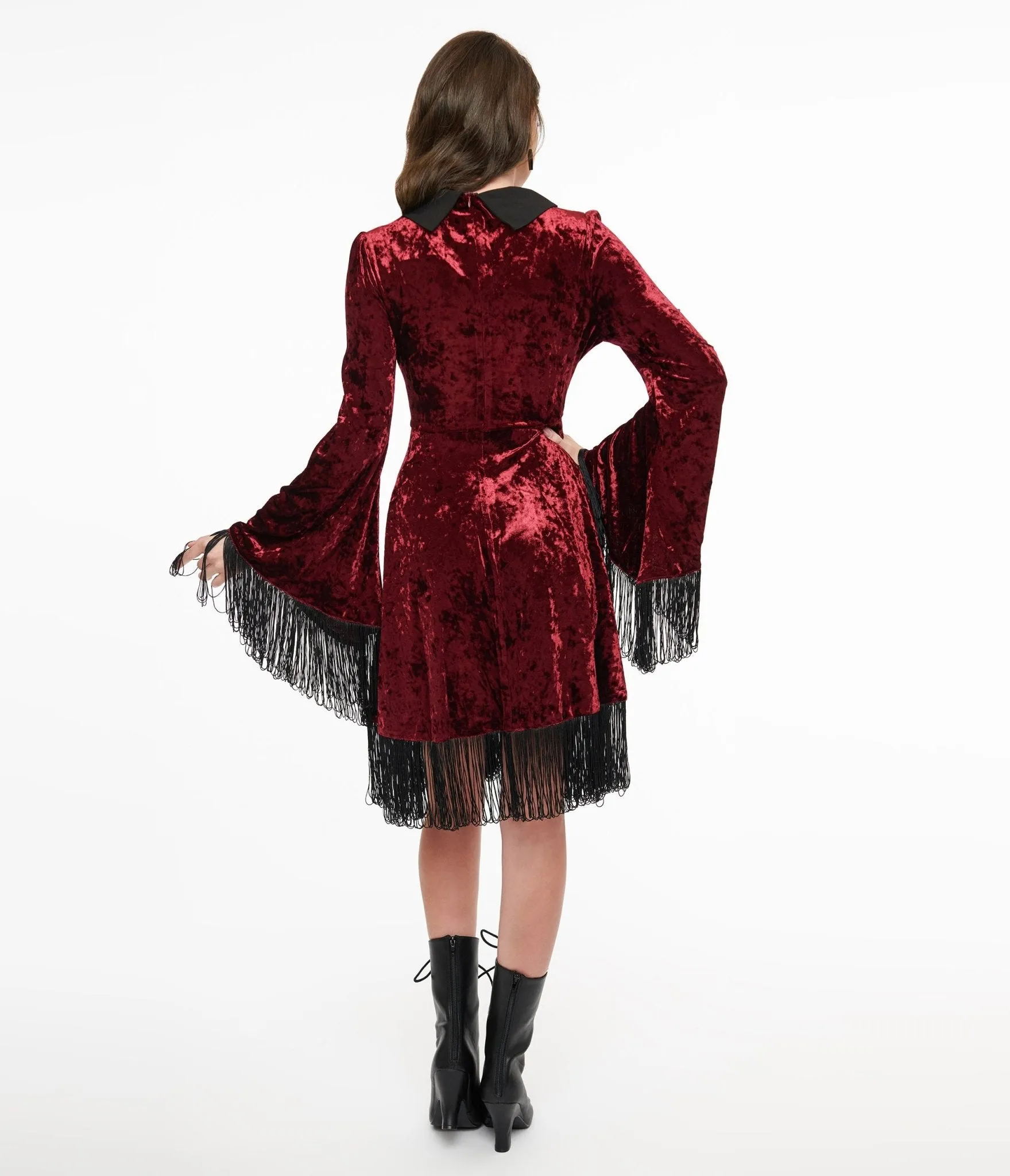 Lively Ghosts Red Velvet Fringe Moon Dress sold by Unique Vintage product image thumbnail 2