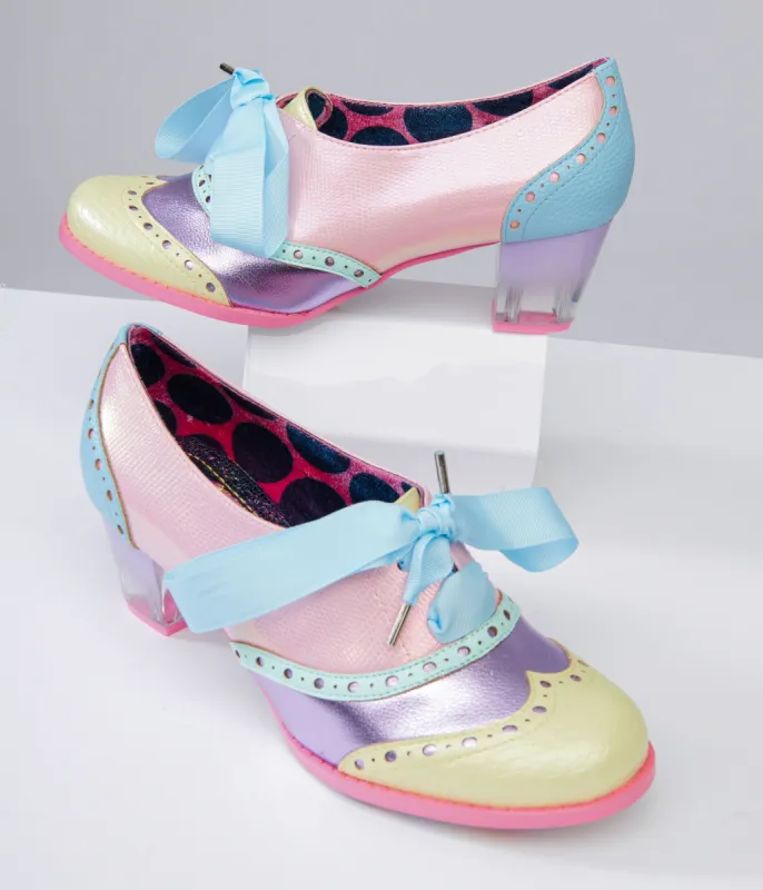 Irregular Choice Rainbow Pastel Lace Up Heels sold by Unique Vintage