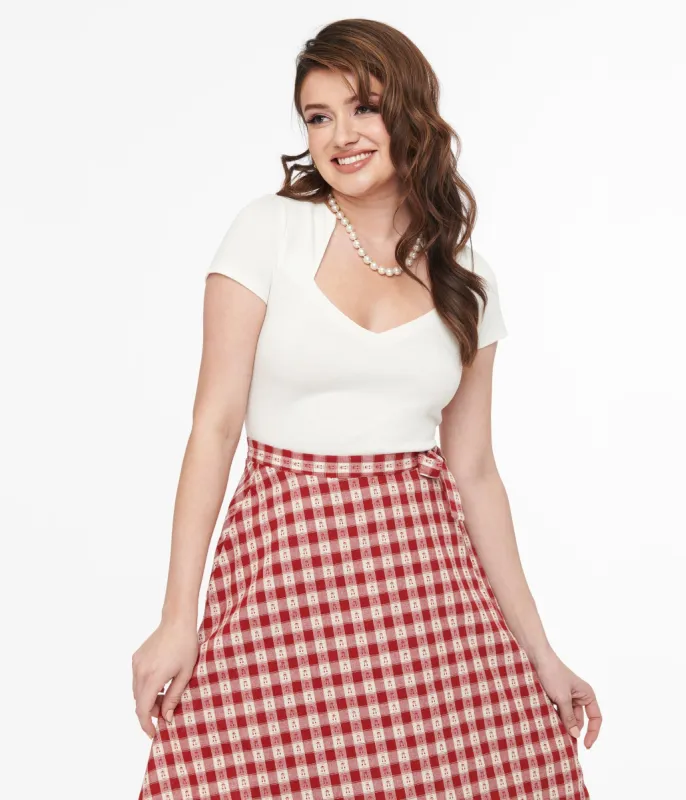 Steady 1950s White Short Sleeve Knit Sophia Top sold by Unique Vintage