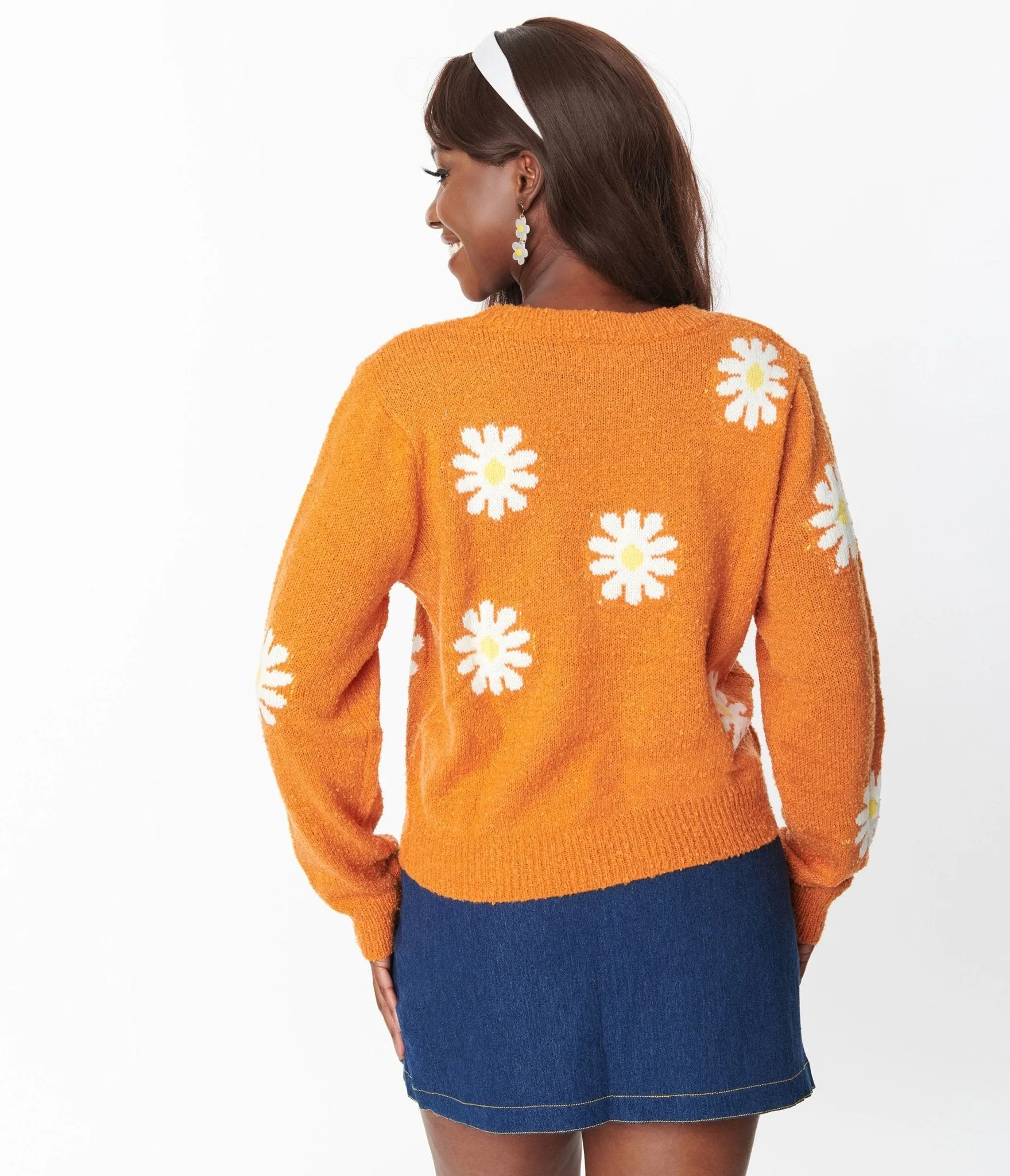 Orange & White Daisy Sweater sold by Unique Vintage product image thumbnail 3